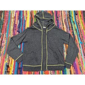 Old Navy Women's S Gray Knit Hooded Full Zip Cardigan Sweater With Pockets READ!